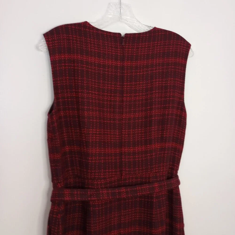 Ann Taylor Belted Tweed Career Sheath Dress In Plum Rose - Picture 8 of 10